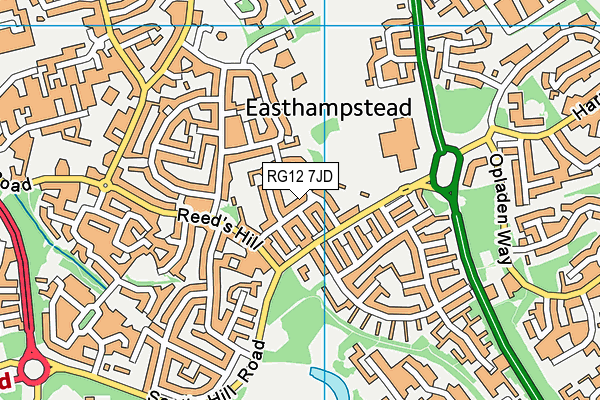 RG12 7JD map - OS VectorMap District (Ordnance Survey)
