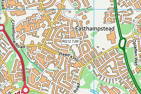 RG12 7JW map - OS VectorMap District (Ordnance Survey)