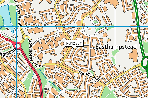 RG12 7JY map - OS VectorMap District (Ordnance Survey)