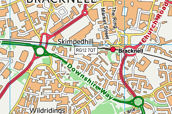 RG12 7QT map - OS VectorMap District (Ordnance Survey)