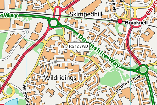 RG12 7WD map - OS VectorMap District (Ordnance Survey)