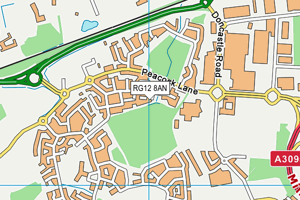 RG12 8AN map - OS VectorMap District (Ordnance Survey)