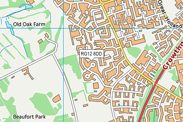 RG12 8DD map - OS VectorMap District (Ordnance Survey)