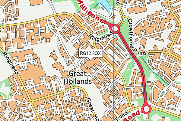 RG12 8QX map - OS VectorMap District (Ordnance Survey)