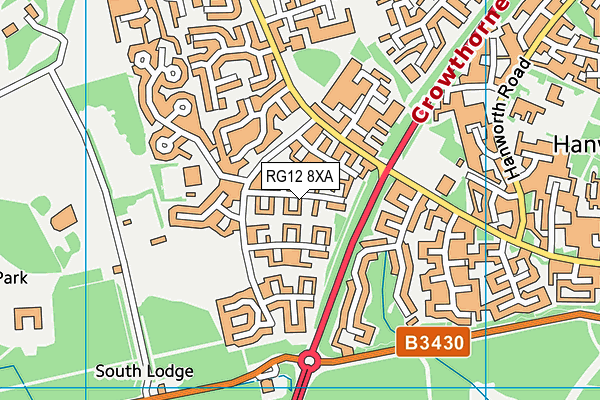 RG12 8XA map - OS VectorMap District (Ordnance Survey)