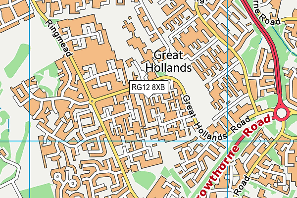 RG12 8XB map - OS VectorMap District (Ordnance Survey)