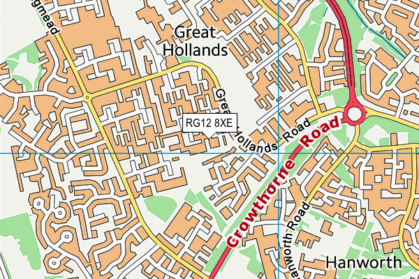 RG12 8XE map - OS VectorMap District (Ordnance Survey)
