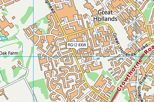 RG12 8XW map - OS VectorMap District (Ordnance Survey)