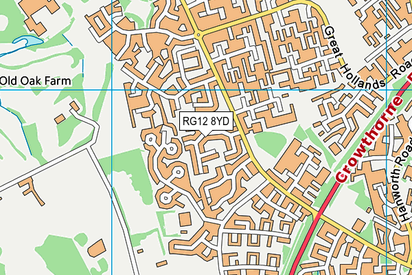RG12 8YD map - OS VectorMap District (Ordnance Survey)