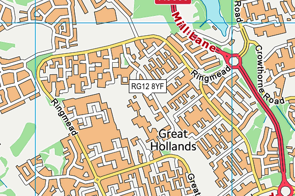 RG12 8YF map - OS VectorMap District (Ordnance Survey)