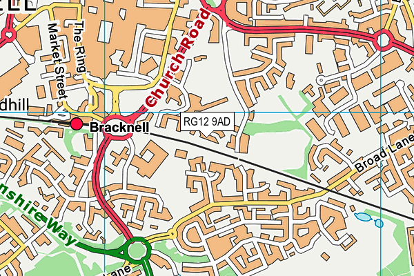 RG12 9AD map - OS VectorMap District (Ordnance Survey)