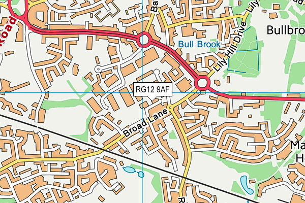 RG12 9AF map - OS VectorMap District (Ordnance Survey)