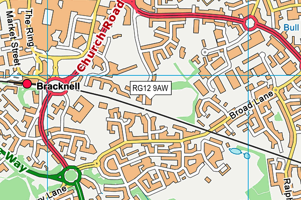 RG12 9AW map - OS VectorMap District (Ordnance Survey)