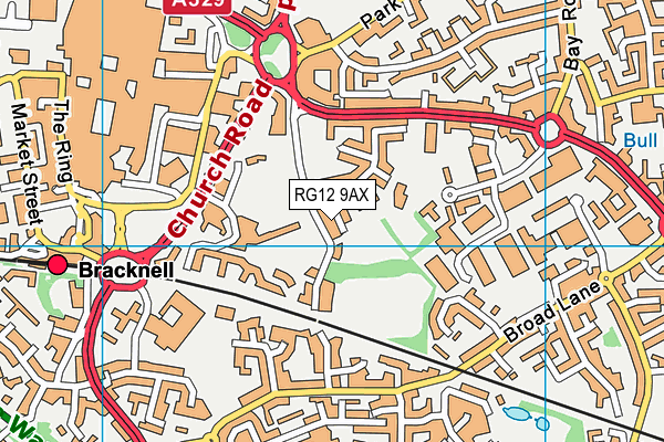 RG12 9AX map - OS VectorMap District (Ordnance Survey)