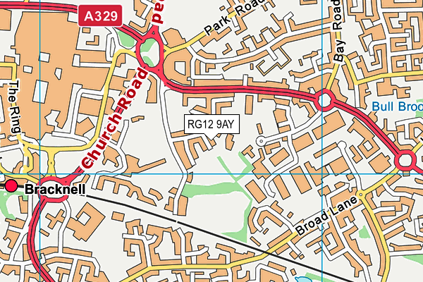 RG12 9AY map - OS VectorMap District (Ordnance Survey)