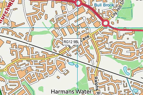 RG12 9BL map - OS VectorMap District (Ordnance Survey)