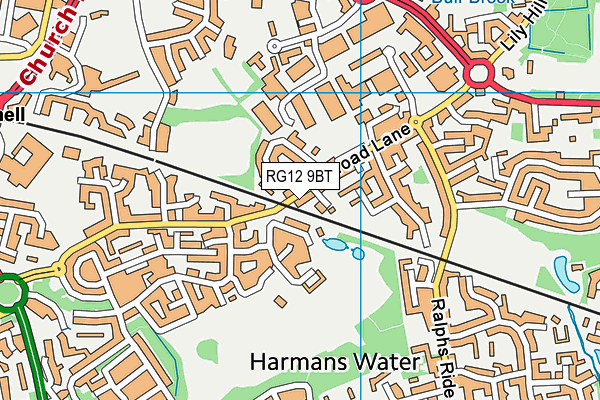 RG12 9BT map - OS VectorMap District (Ordnance Survey)