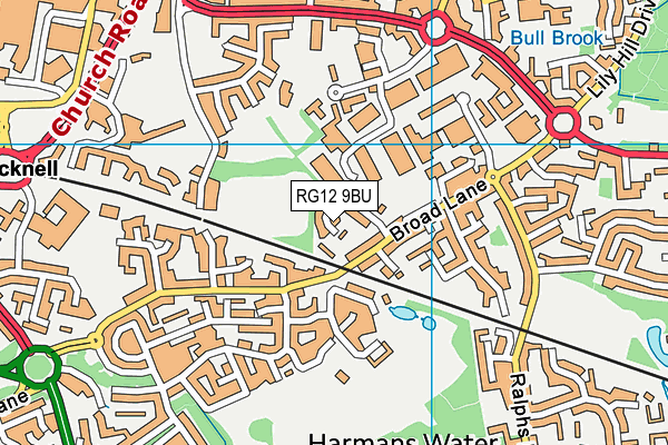 RG12 9BU map - OS VectorMap District (Ordnance Survey)