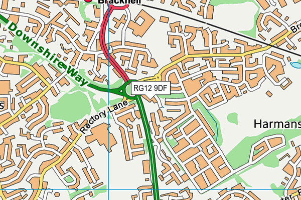 RG12 9DF map - OS VectorMap District (Ordnance Survey)