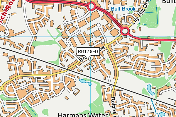 RG12 9ED map - OS VectorMap District (Ordnance Survey)