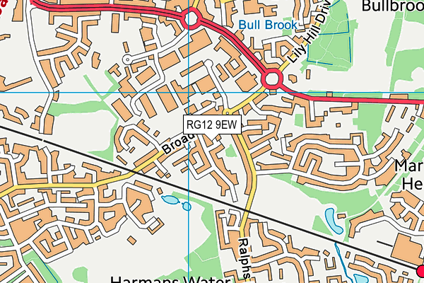 RG12 9EW map - OS VectorMap District (Ordnance Survey)