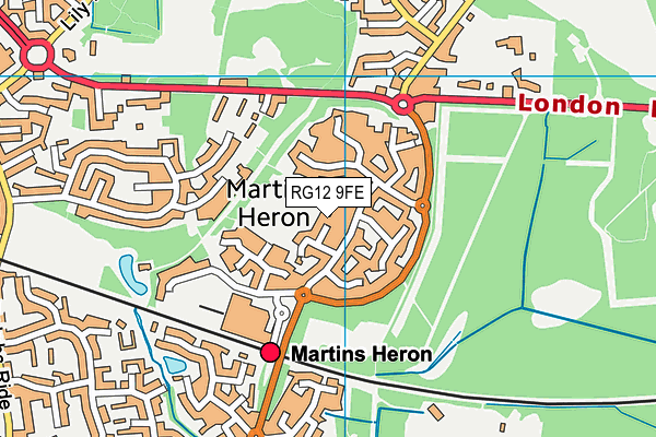 RG12 9FE map - OS VectorMap District (Ordnance Survey)