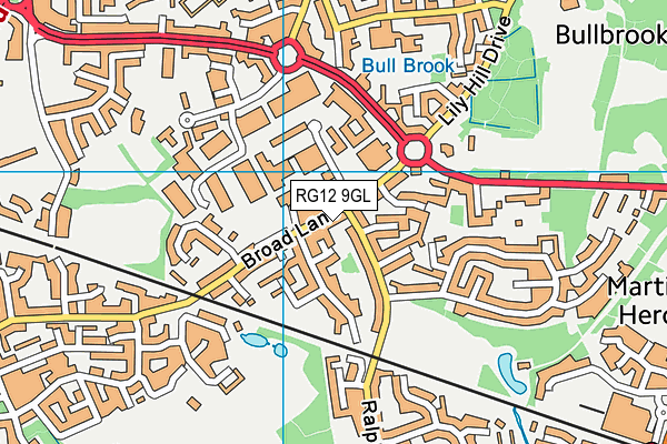 RG12 9GL map - OS VectorMap District (Ordnance Survey)