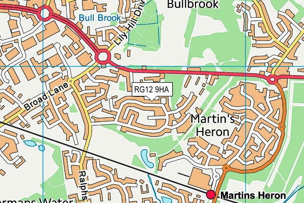 RG12 9HA map - OS VectorMap District (Ordnance Survey)