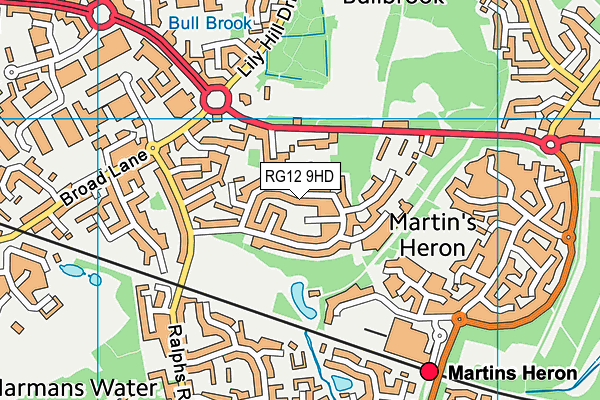 RG12 9HD map - OS VectorMap District (Ordnance Survey)