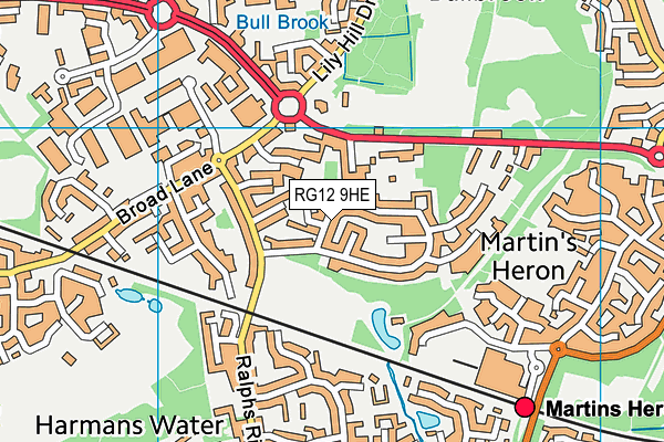 RG12 9HE map - OS VectorMap District (Ordnance Survey)