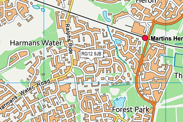 RG12 9JB map - OS VectorMap District (Ordnance Survey)