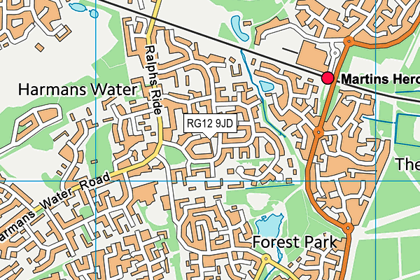 RG12 9JD map - OS VectorMap District (Ordnance Survey)