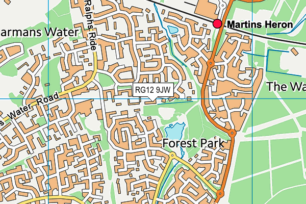 RG12 9JW map - OS VectorMap District (Ordnance Survey)