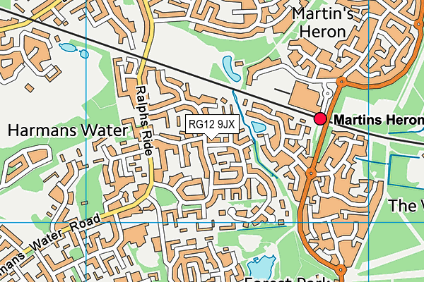 RG12 9JX map - OS VectorMap District (Ordnance Survey)