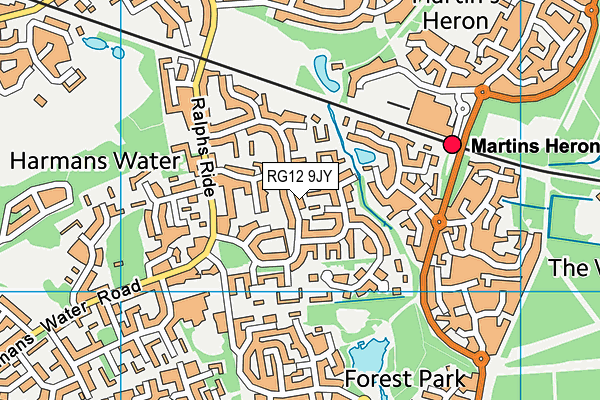 RG12 9JY map - OS VectorMap District (Ordnance Survey)