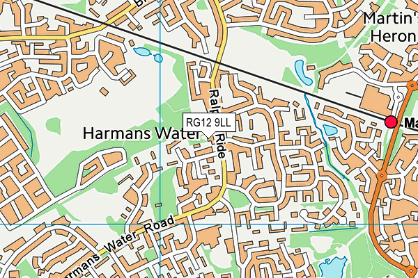 RG12 9LL map - OS VectorMap District (Ordnance Survey)