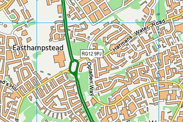 RG12 9PJ map - OS VectorMap District (Ordnance Survey)