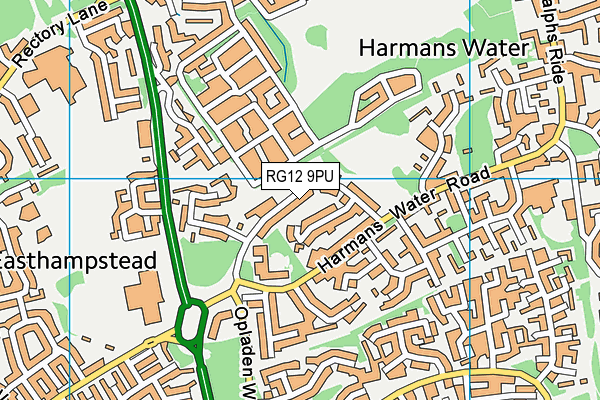 RG12 9PU map - OS VectorMap District (Ordnance Survey)