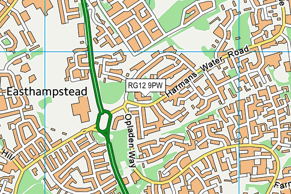 RG12 9PW map - OS VectorMap District (Ordnance Survey)