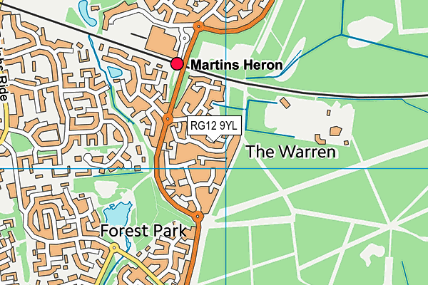 RG12 9YL map - OS VectorMap District (Ordnance Survey)