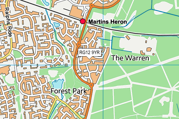 RG12 9YR map - OS VectorMap District (Ordnance Survey)