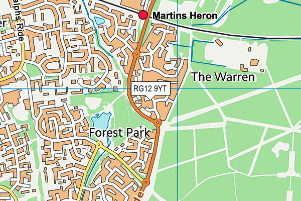 RG12 9YT map - OS VectorMap District (Ordnance Survey)