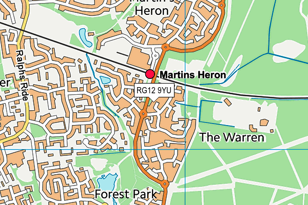 RG12 9YU map - OS VectorMap District (Ordnance Survey)