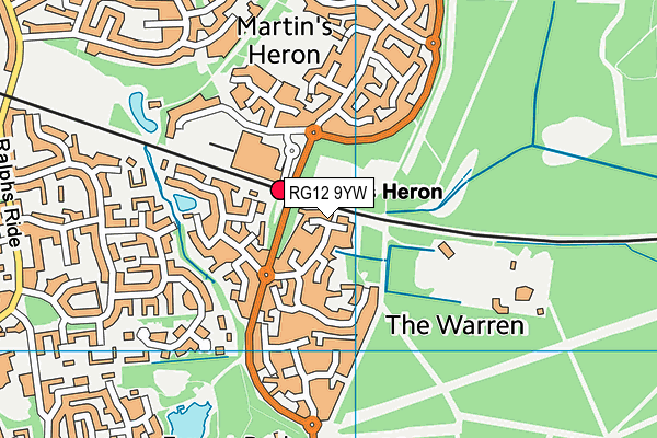 RG12 9YW map - OS VectorMap District (Ordnance Survey)