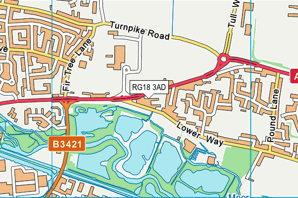 RG18 3AD map - OS VectorMap District (Ordnance Survey)