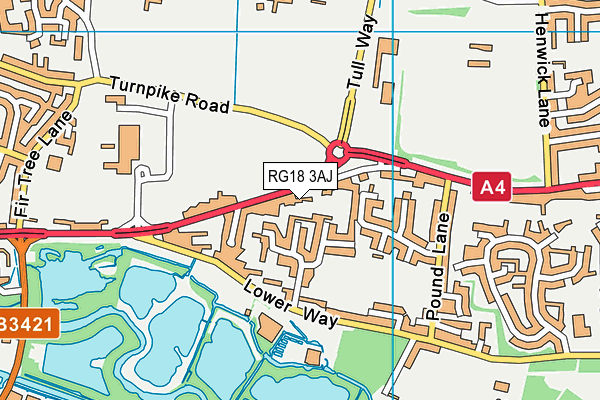 RG18 3AJ map - OS VectorMap District (Ordnance Survey)