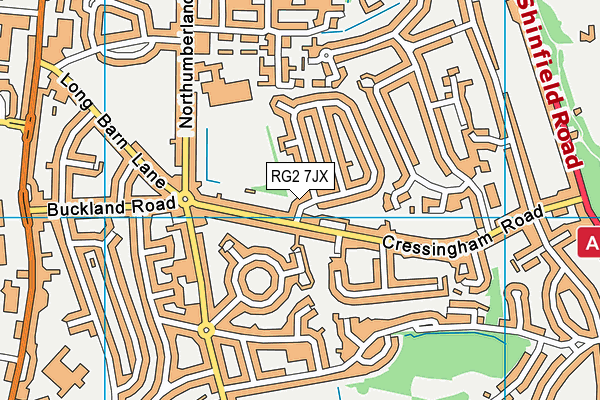 RG2 7JX map - OS VectorMap District (Ordnance Survey)