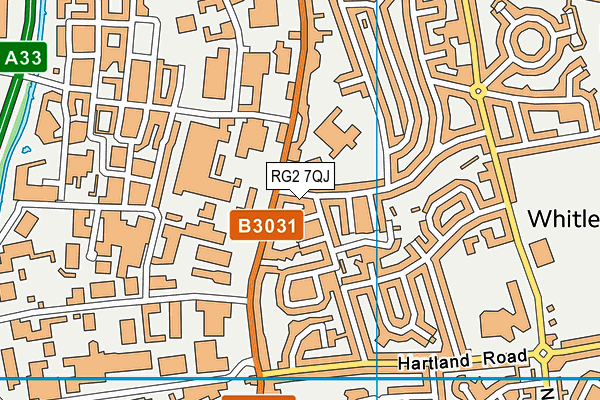 RG2 7QJ map - OS VectorMap District (Ordnance Survey)