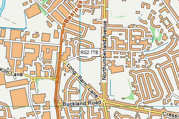 Long Barn Lane Recreation Ground map (RG2 7TB) - OS VectorMap District (Ordnance Survey)