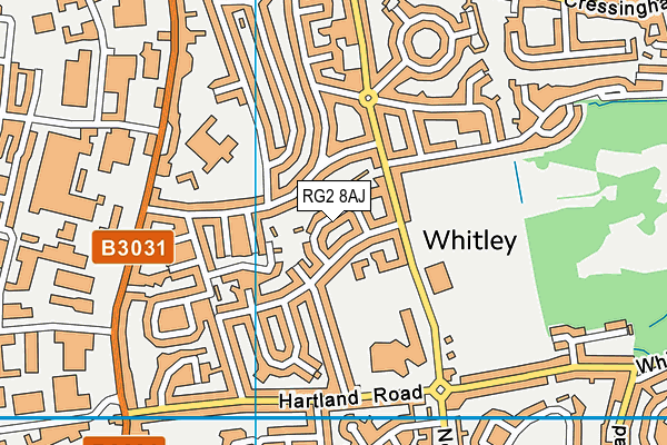 RG2 8AJ map - OS VectorMap District (Ordnance Survey)